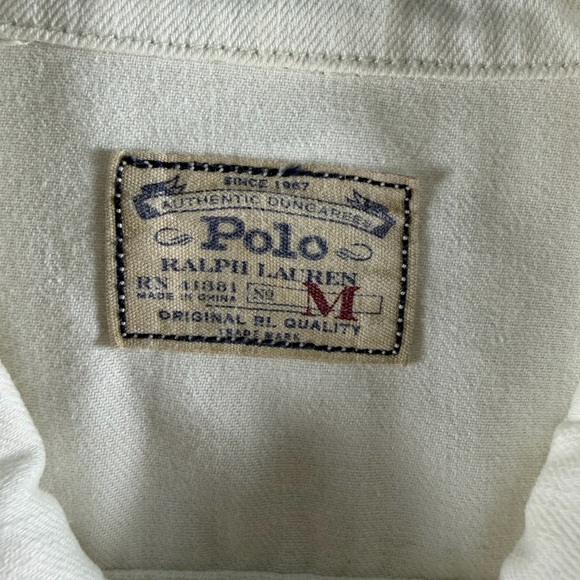 Vintage Polo Ralph Lauren Denim Trucker Jacket White Medium Oversized Boxy - Picture 6 of 12